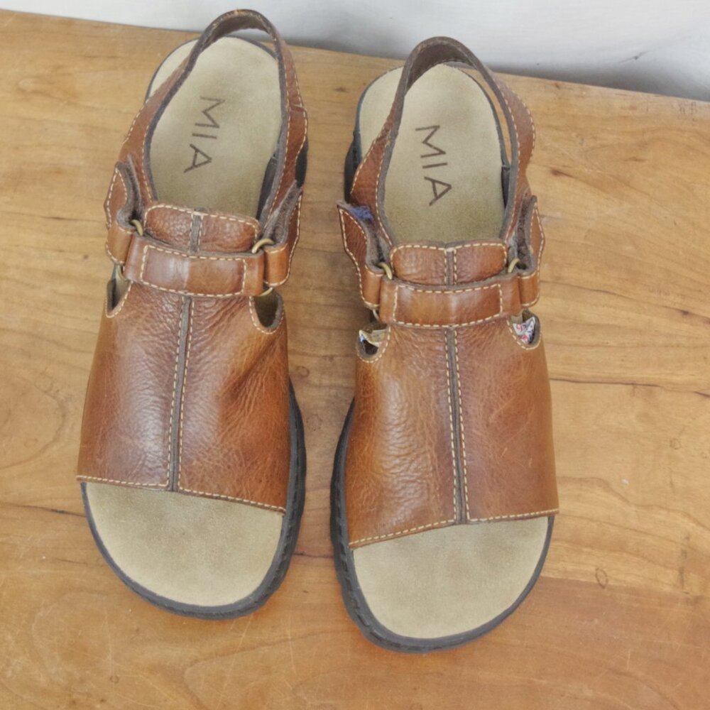 Vintage MIA Chunky Platform Leather Sandals Size 11M - Picture 4 of 10